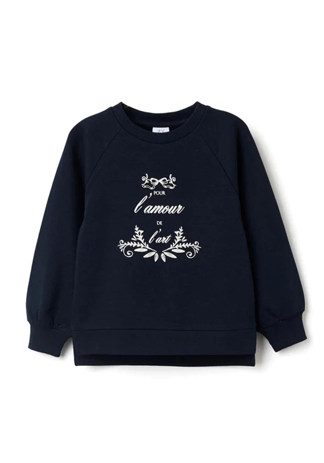 Zippy Girl Long Sleeve Sweater, Navy