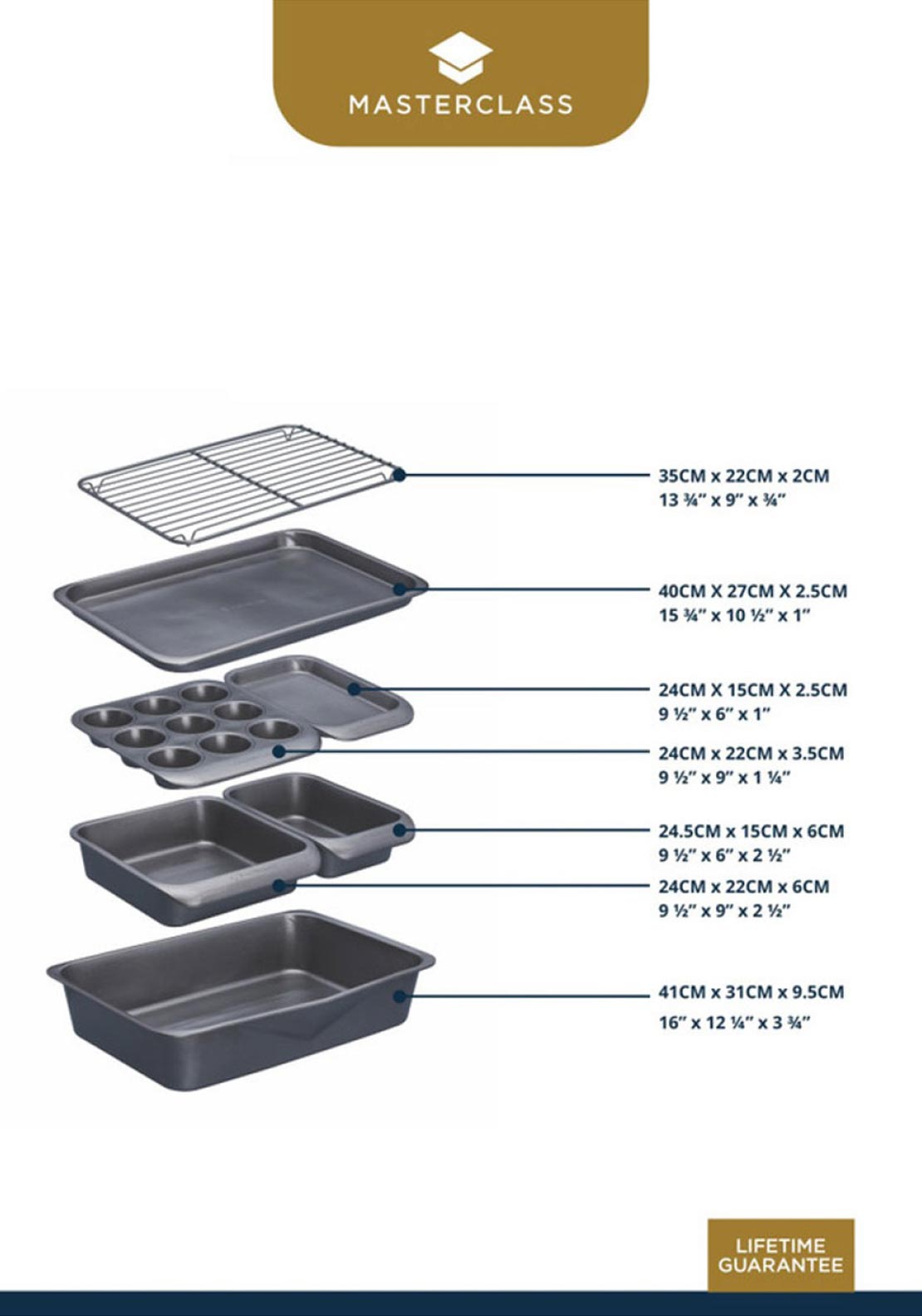 Kitchen Craft Masterclass Smart Space Bakeware Set, 7 Piece