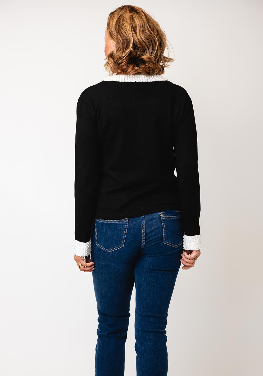 Leo & Ugo Pearl Embellished Cardigan, Black