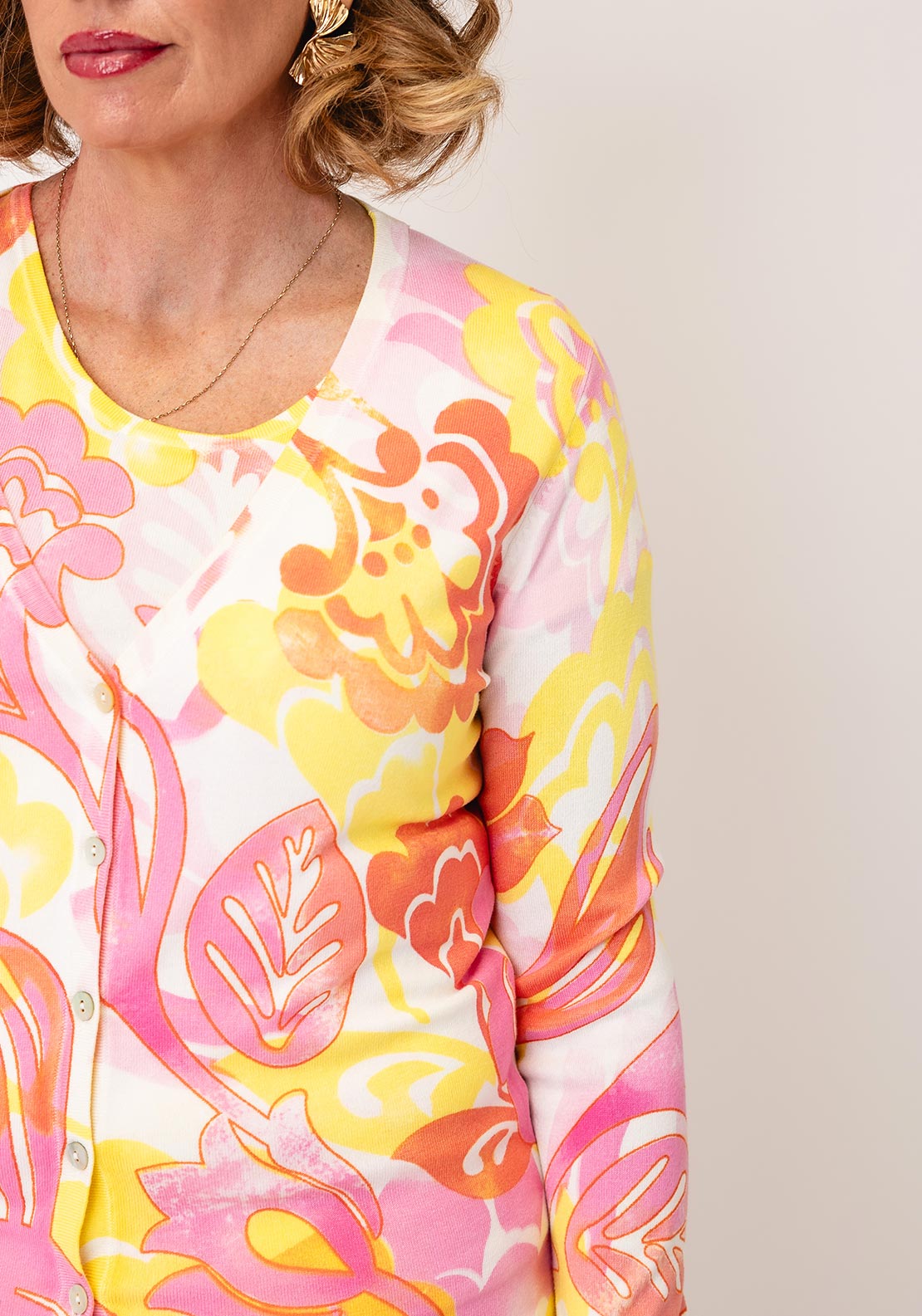 Leo & Ugo Knit Floral T-Shirt and Jacket Twinset, Multi Coloured