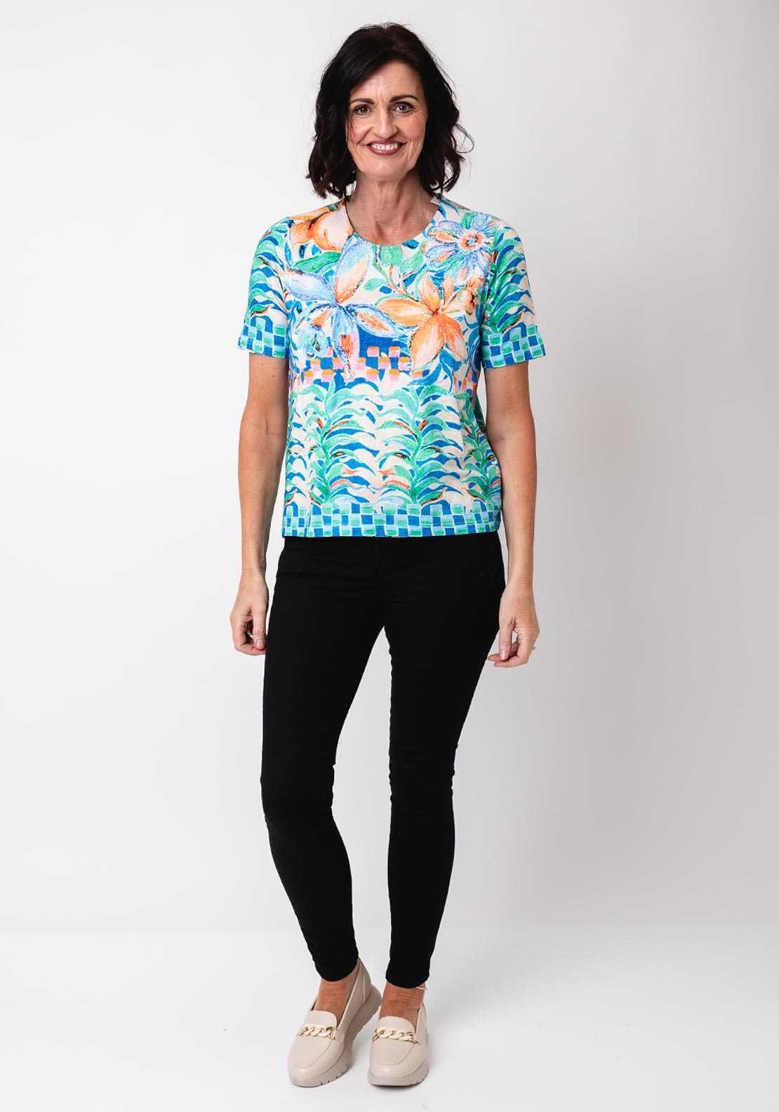 Leo & Ugo Floral Print T Shirt, Multi Coloured