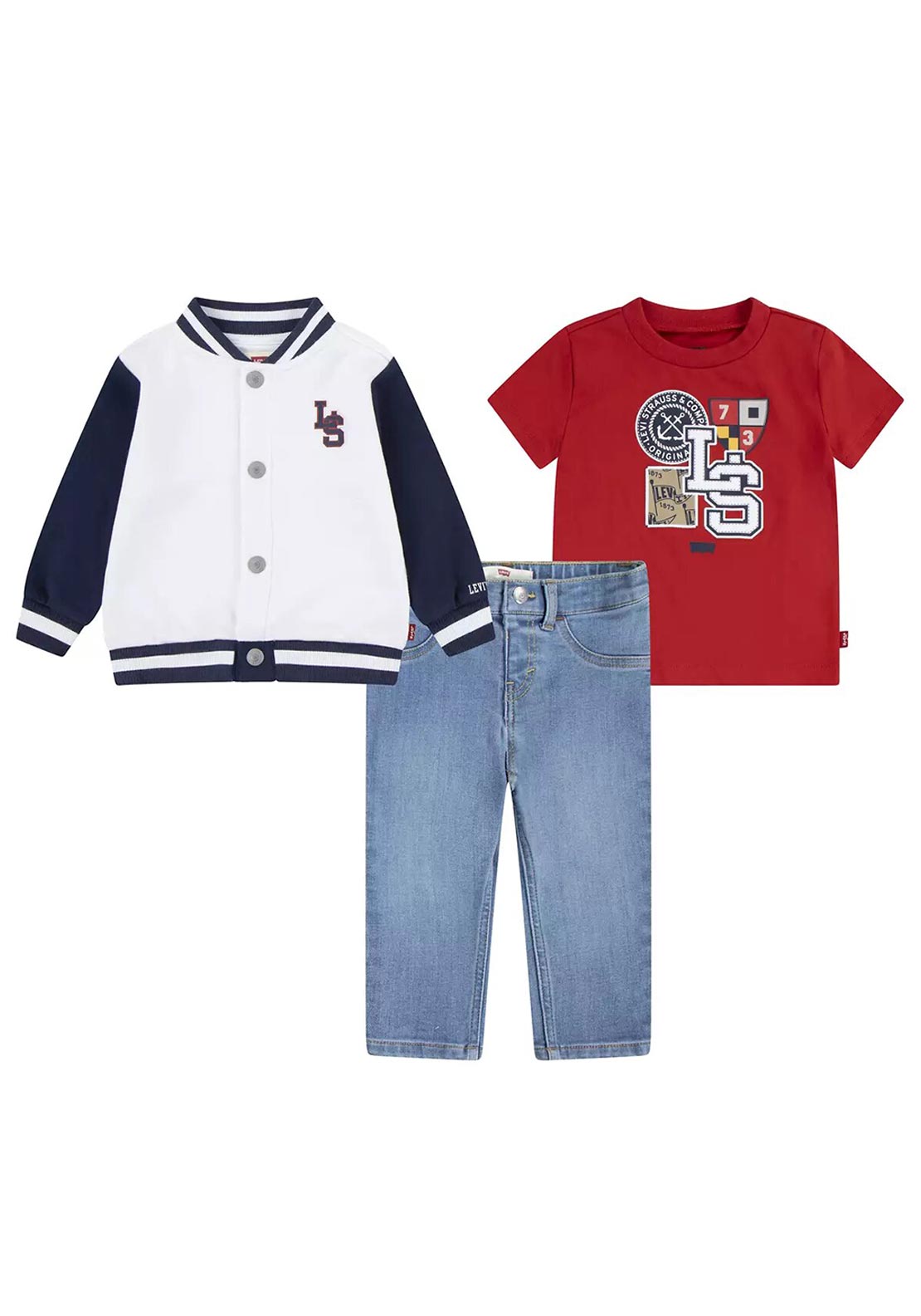 Levi's Baby Boy Jacket Jean And Tee Set, White McElhinneys