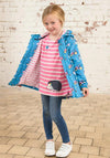 Little Lighthouse Girl Freya Farm Print Waterproof Coat, Blue