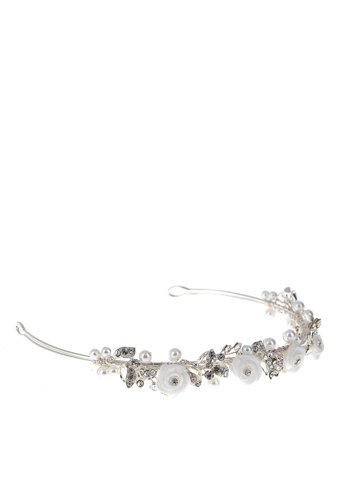 Little People Floral Leaf Diamante Communion Tiara, Silver
