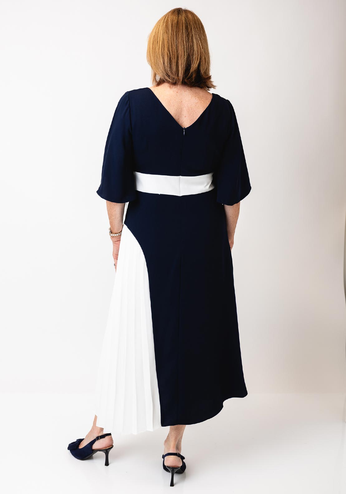 Lizabella A-Line Detachable Ruffle Detail Dress, Navy