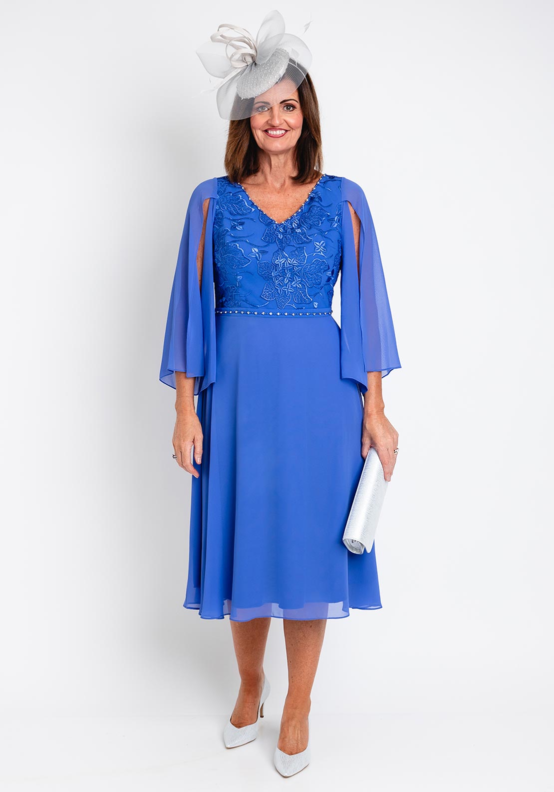 blue dress for baby girl Lizabella Applique Chiffon Midi Dress, Azure