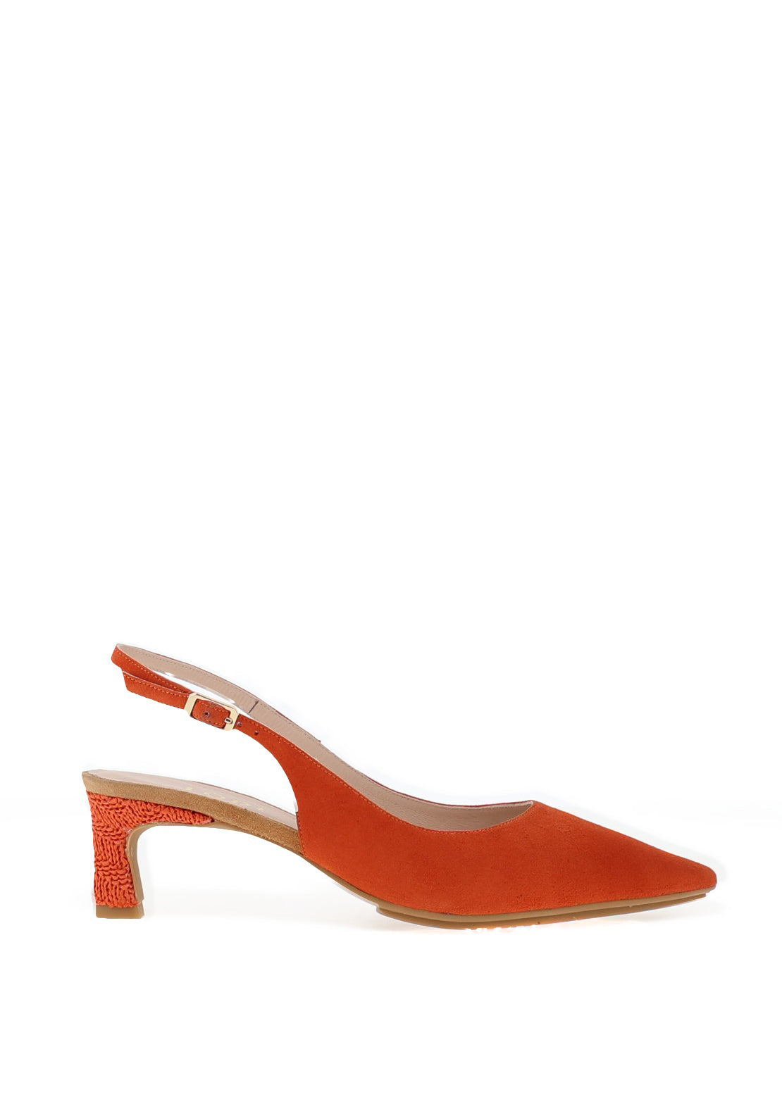 Lodi Chelin Suede Leather Sling Back Heeled Shoes, Burnt Orange