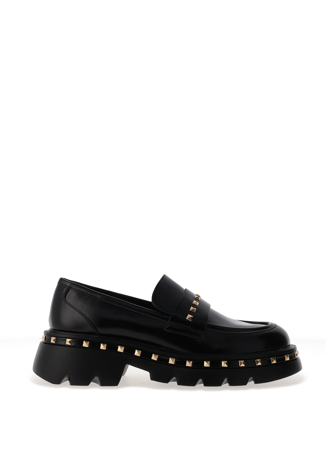 Lodi Felicia Studded Platform Loafers, Black