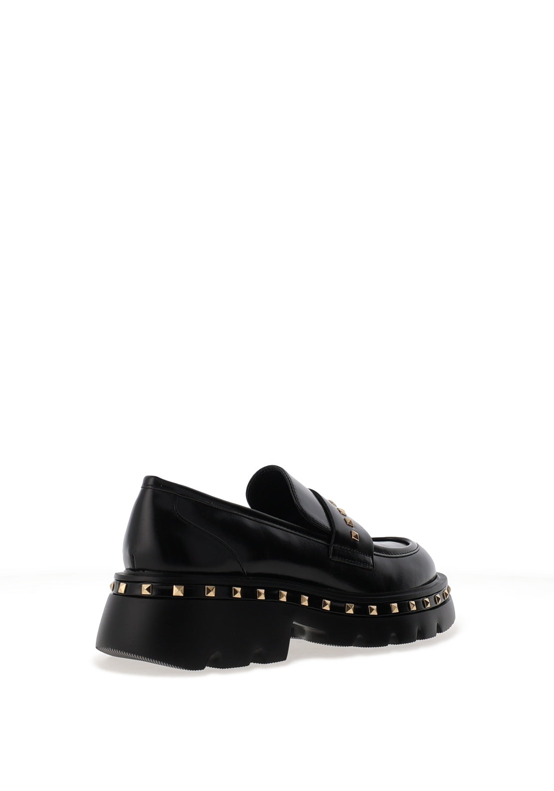 Lodi Felicia Studded Platform Loafers, Black