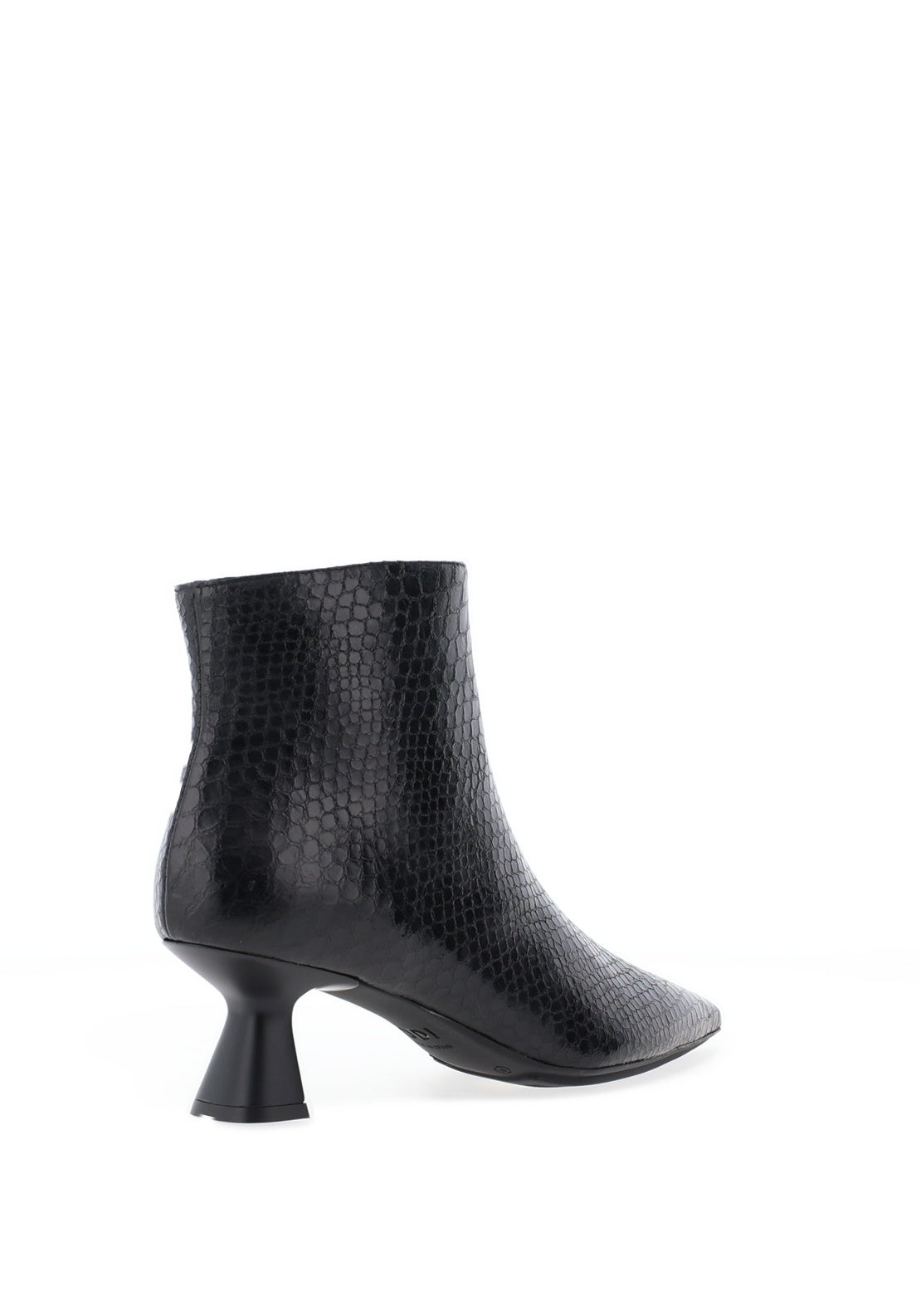 Lodi Kalos Leather Reptile Printed Heeled Ankle Boots, Black