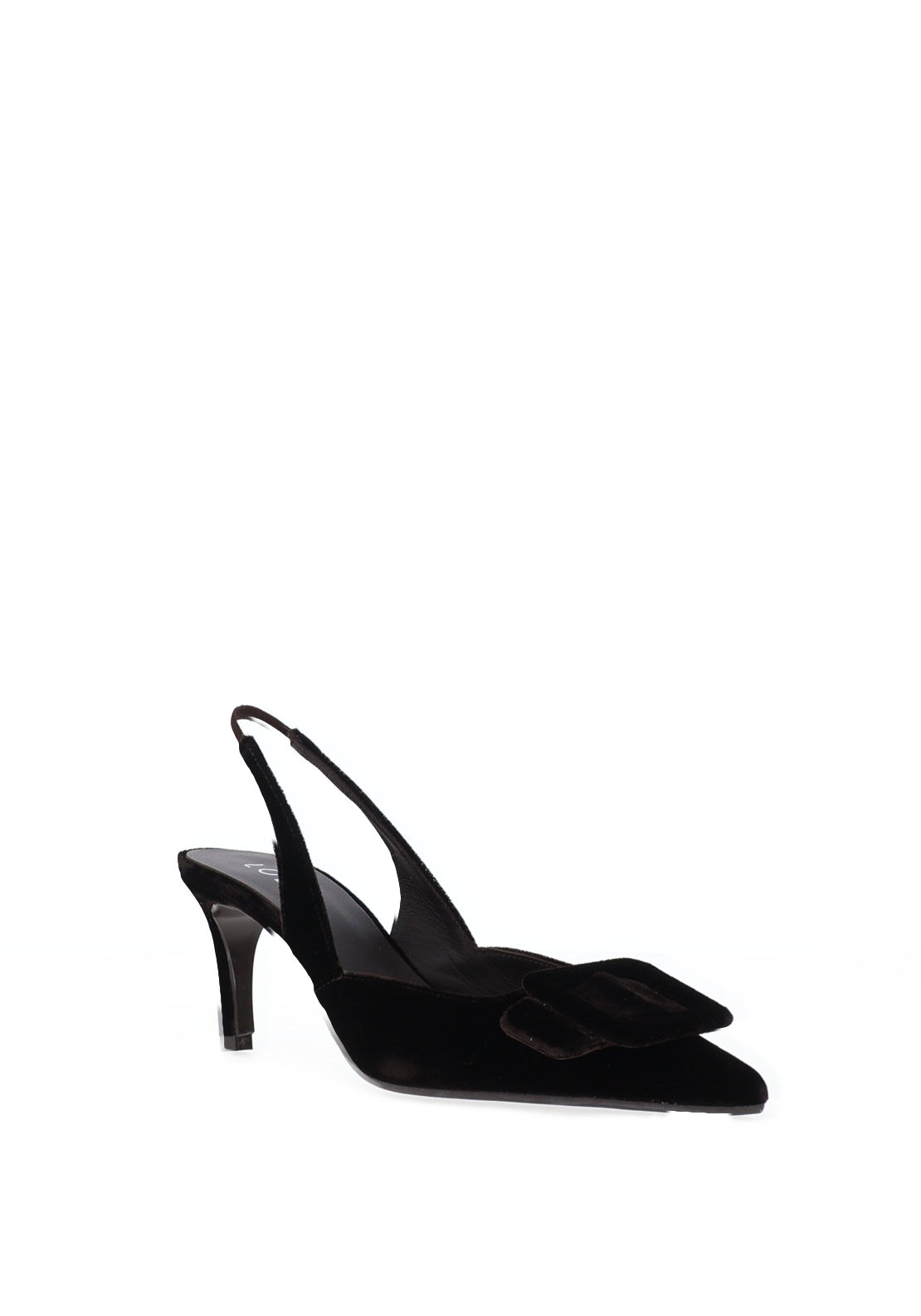 Lodi Nestor Velvet Buckle Detailed Sling Back Heels, Dark Brown