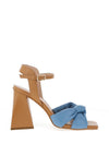 Lodi Yalezin Leather Block Heel Sandals, Blue & Tan