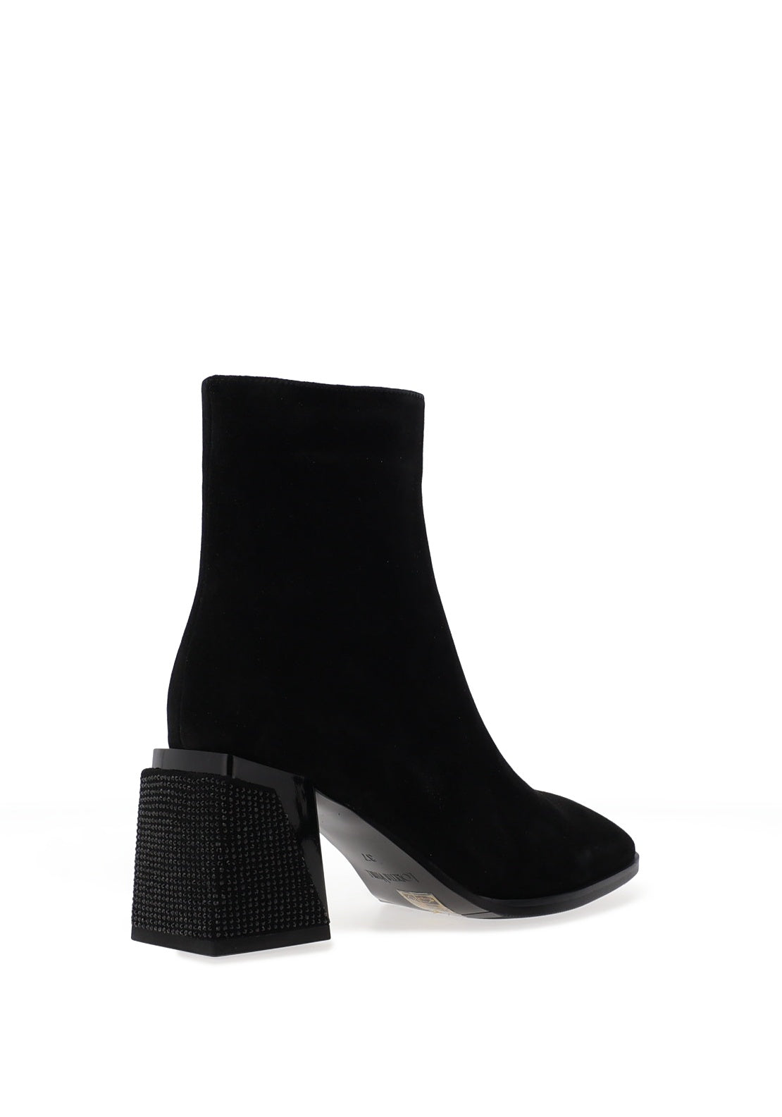 Loretta Vitale Suede Statement Block Heel Boots, Black