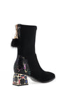 Loretta Vitale Leather Suede Diamante Heeled Boots, Black