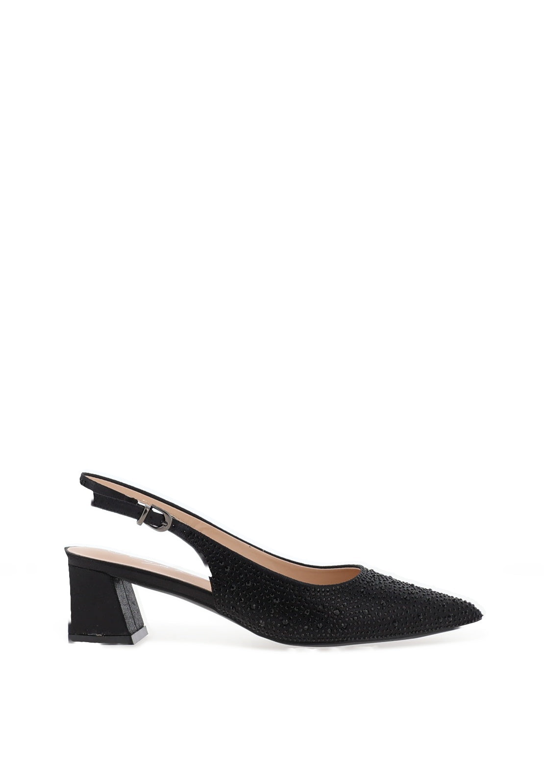 Lunar Milan Sling Back Diamante Encrusted Pumps, Black