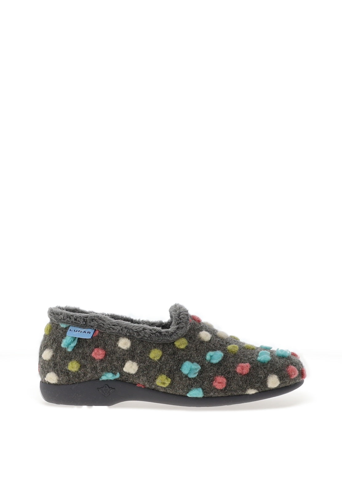 Lunar Helix Polka Dot Slippers, Grey
