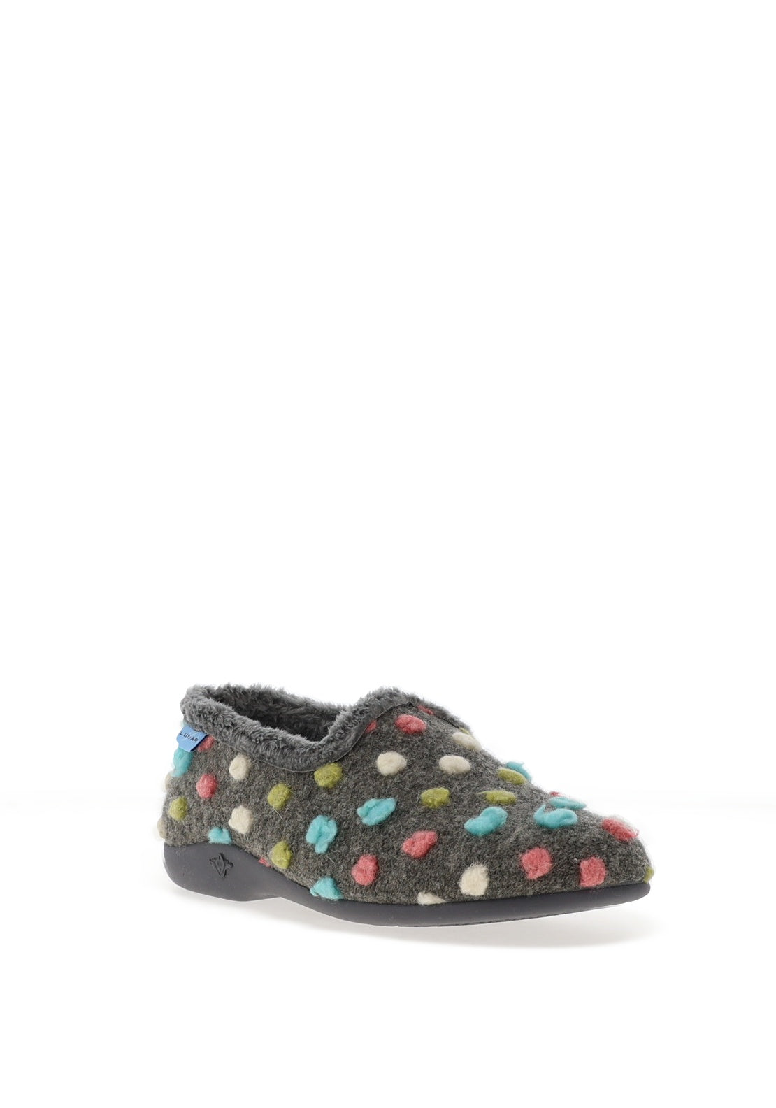 Lunar Helix Polka Dot Slippers, Grey