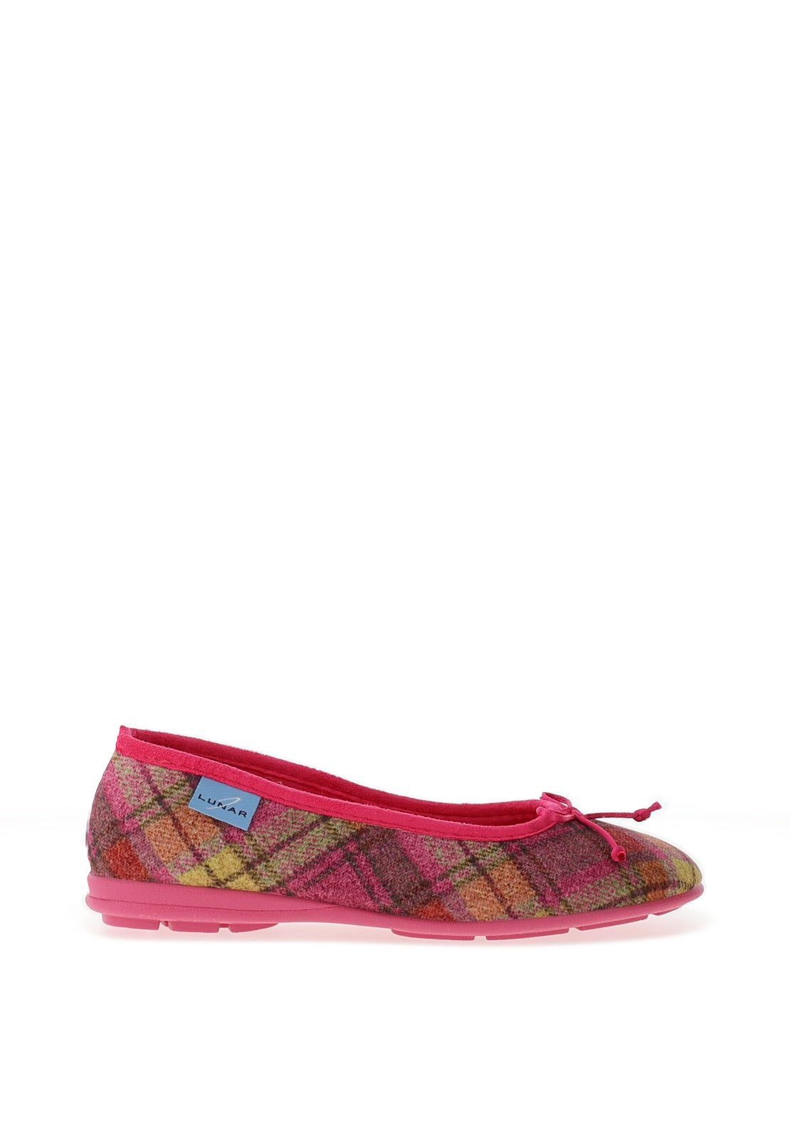 Lunar Brie Tartan Slippers, Pink Multi