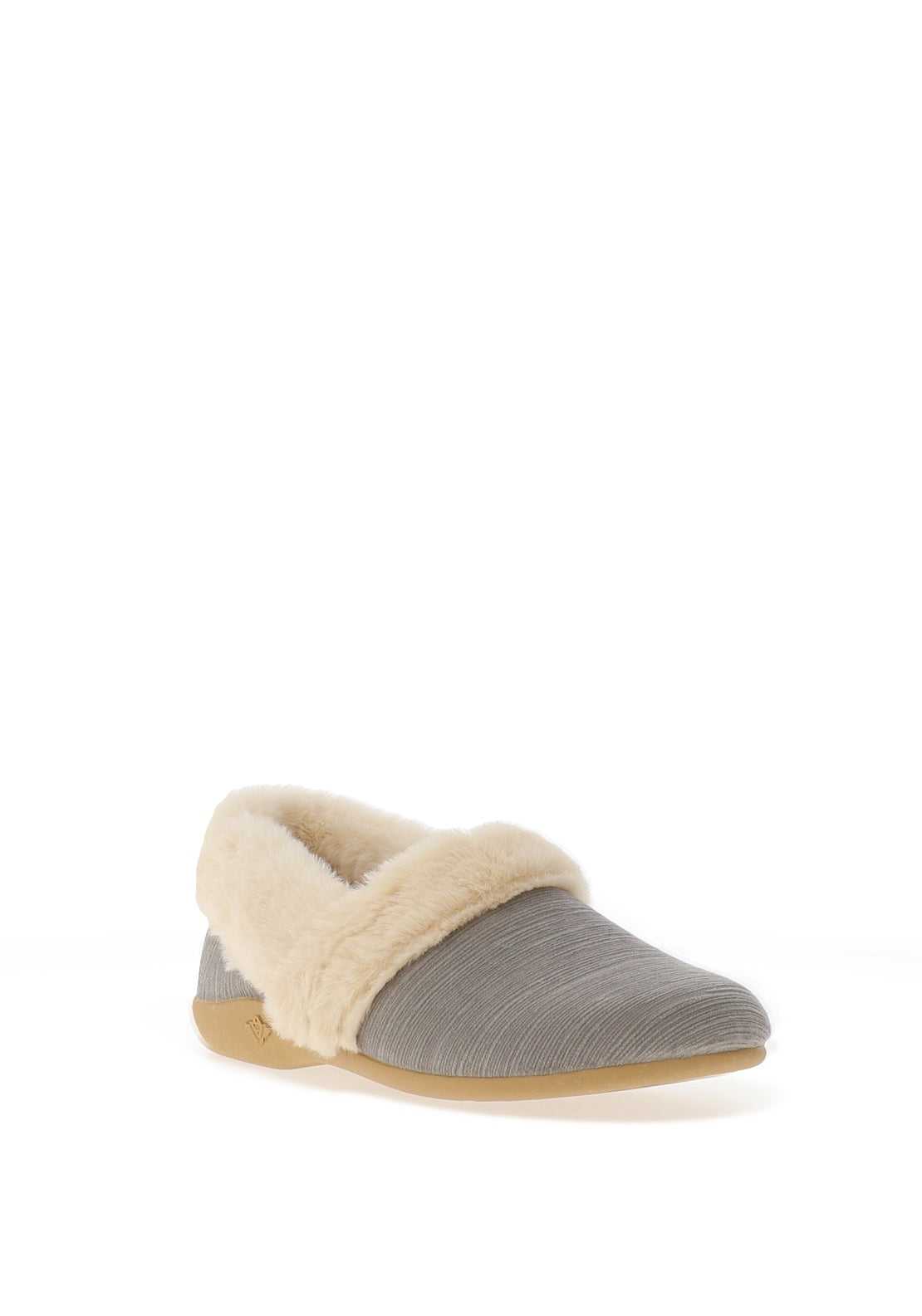Lunar Elm Textured Faux Fur Slippers, Grey