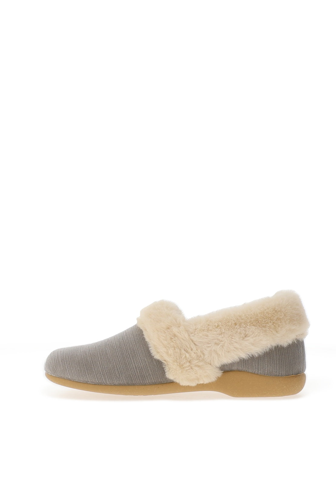 Lunar Elm Textured Faux Fur Slippers, Grey
