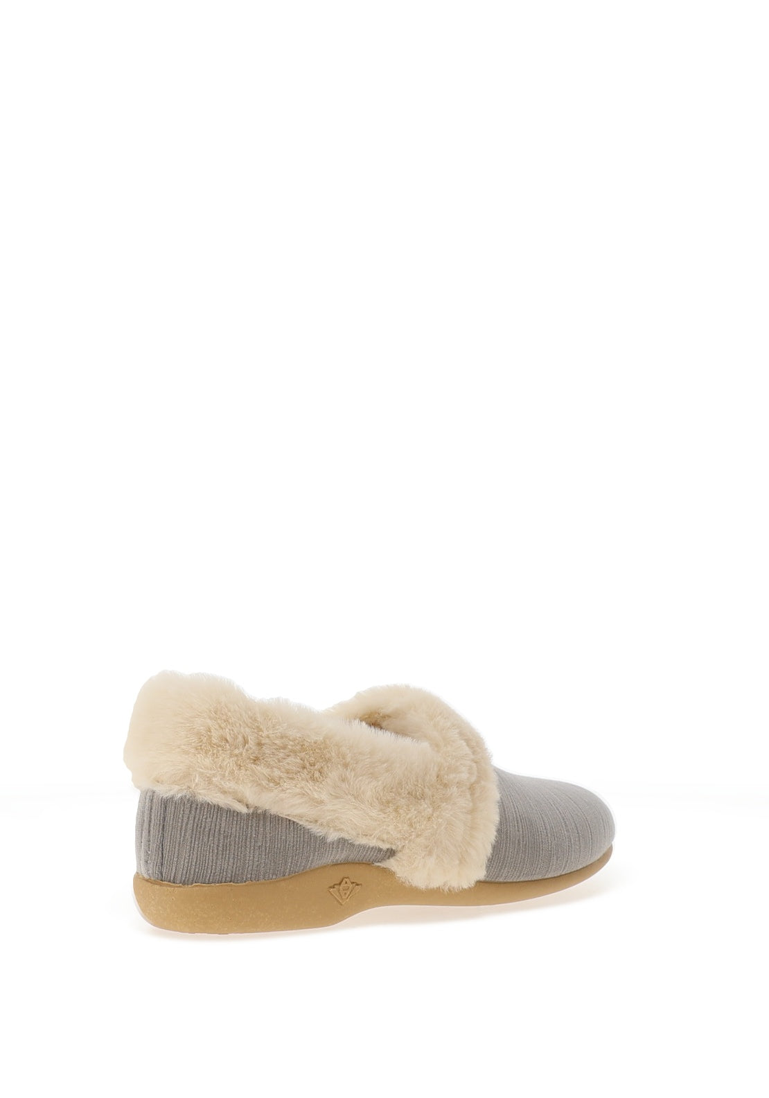 Lunar Elm Textured Faux Fur Slippers, Grey
