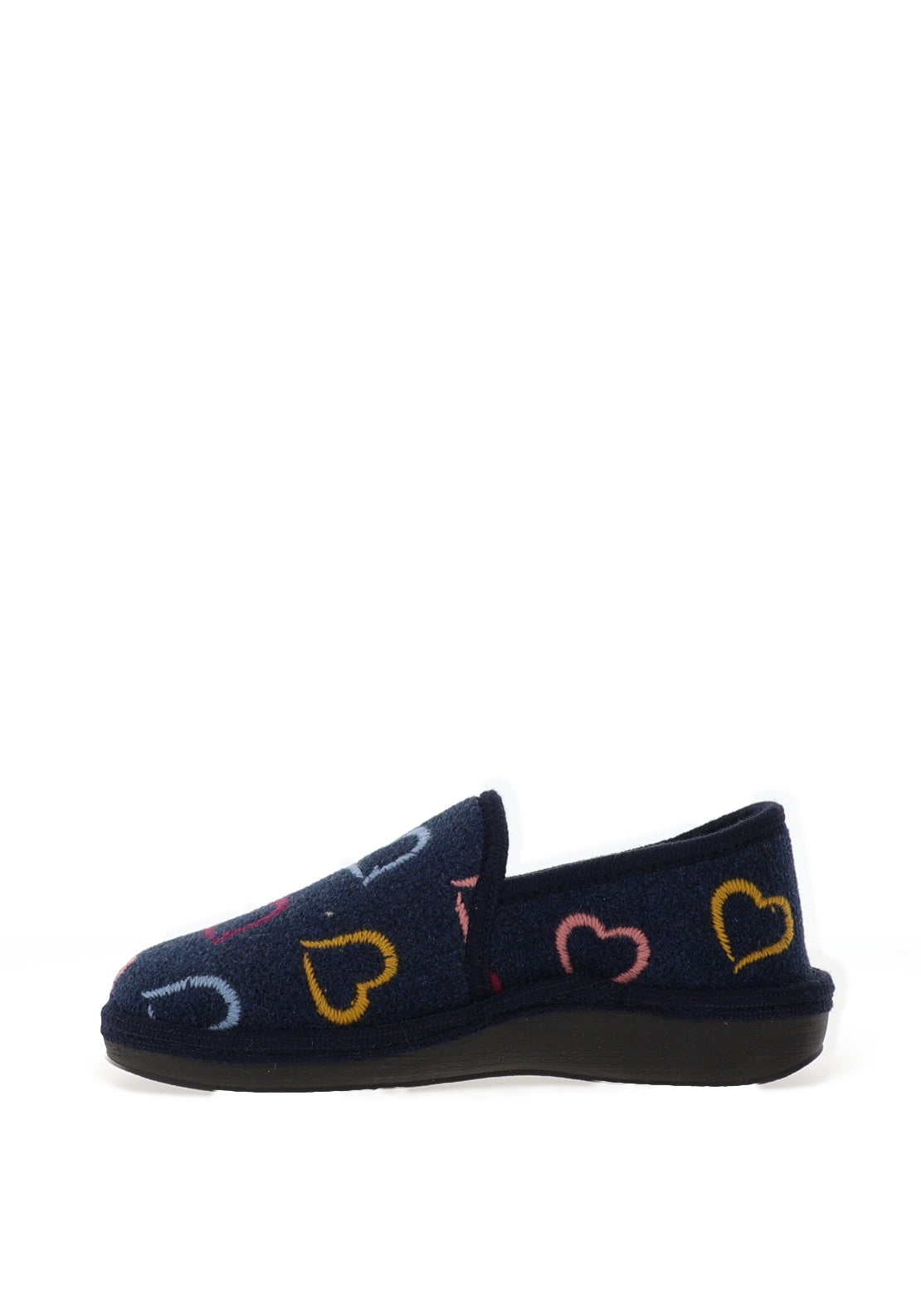 Lunar Joyful Heart Print Slippers, Navy