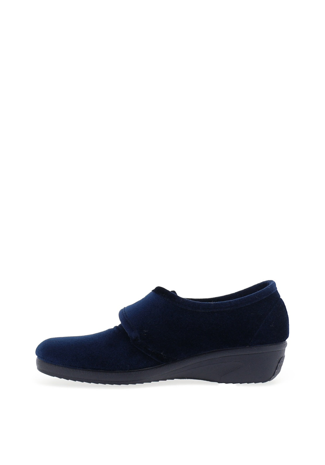 Lunar Velvet Velcro Fastening Slippers, Navy