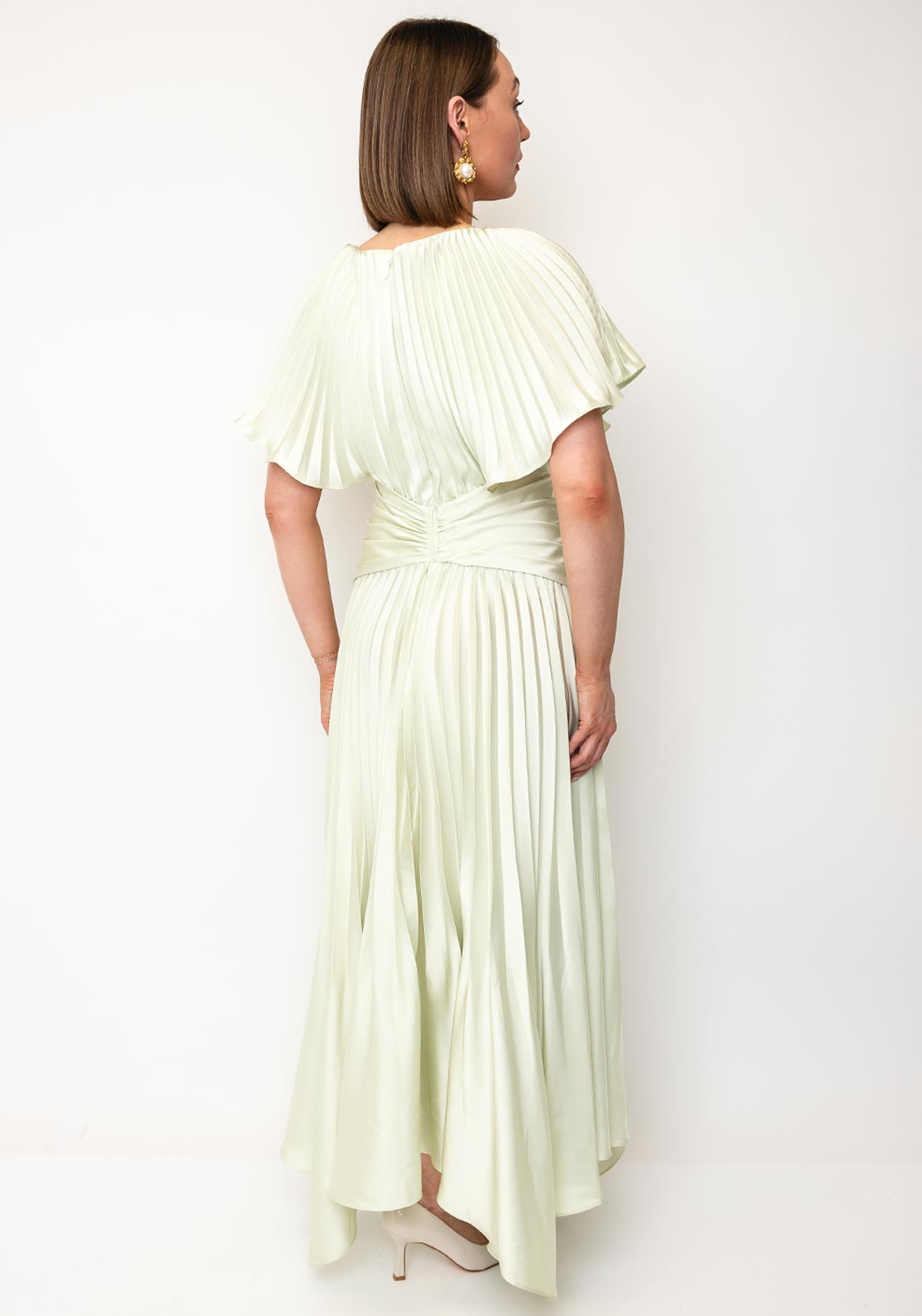Maisonel Pleated A-Line Midi Dress, Green