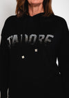 Natalia Collection One Size Embellished Text Knitted Hoodie, Black