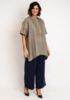 Natalia Collection One Size Ruched Linen Shirt, Mushroom