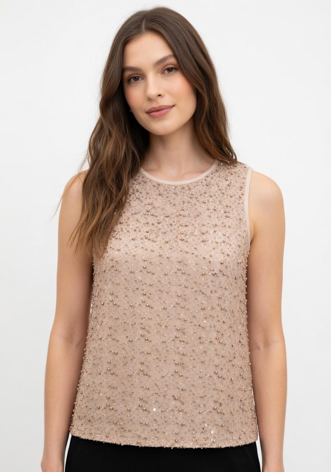 Malissa J All Over Detail Vest Top, Brown