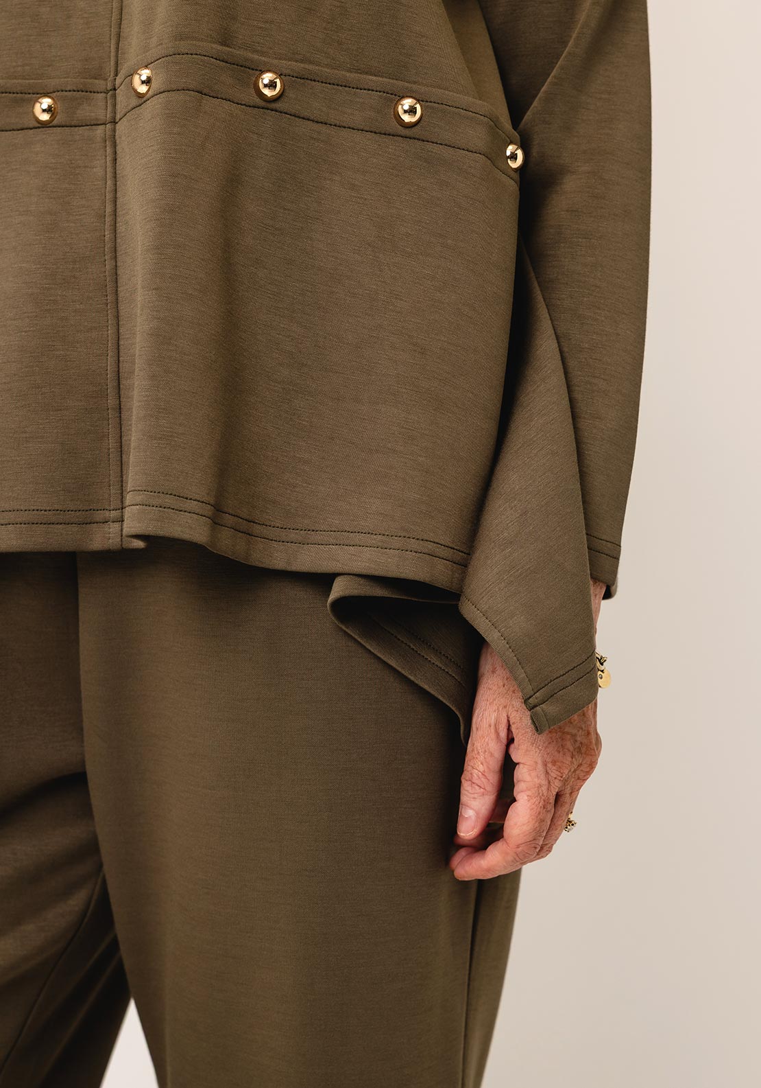 Malissa J One Size Stud Detail Trousers, Green