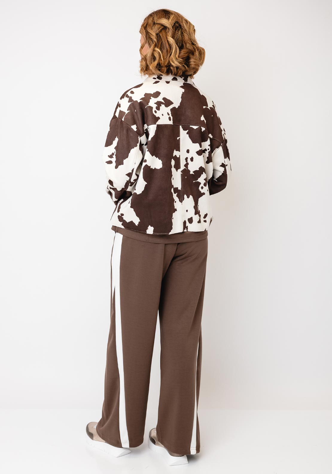 Malissa J Cow Print Button Down Jacket, Cream and Brown