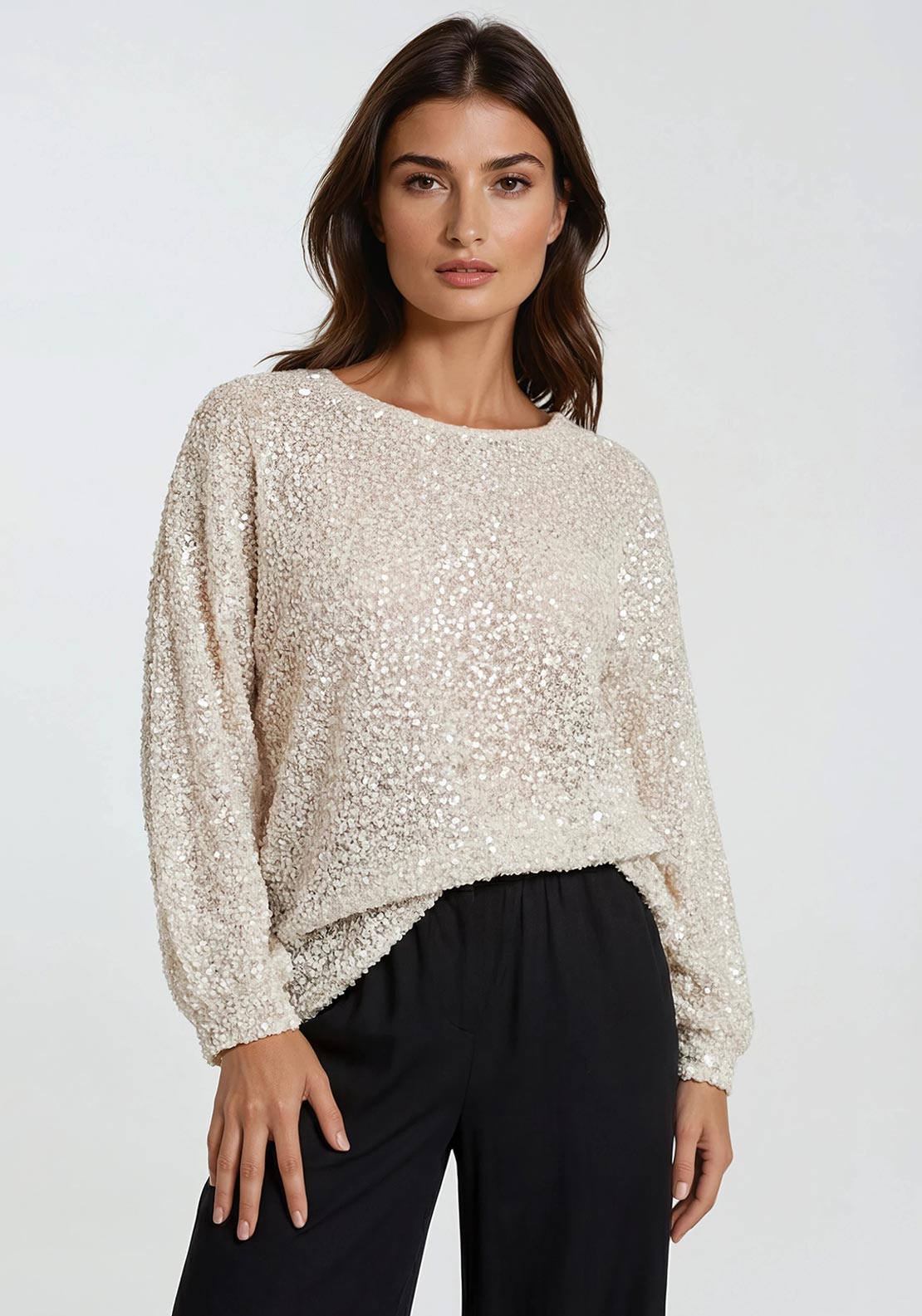 Mallisa J Sequin Detail Pullover, Cream