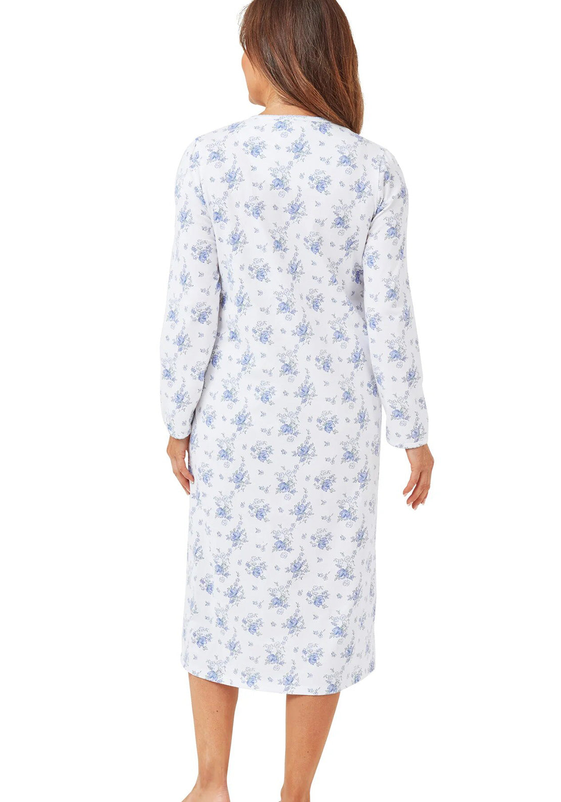 Marlon Floral Print Button Nightdress, Blue