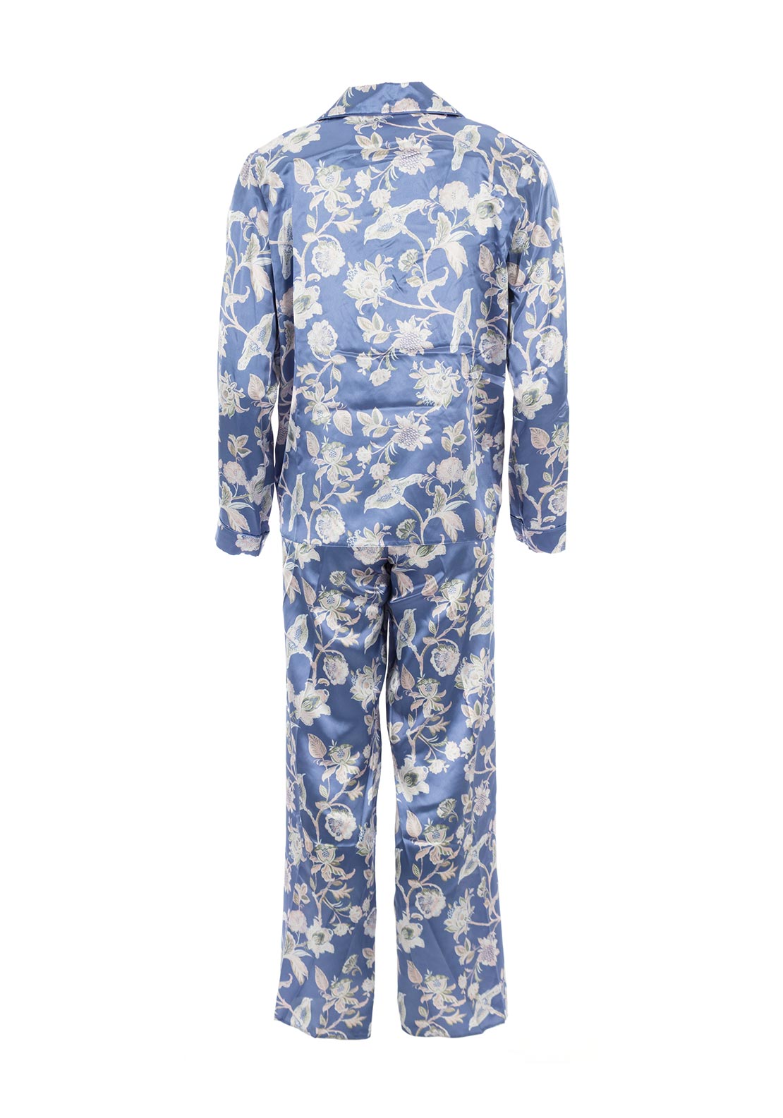 Marlon Satin Feel Floral Print Pyjama Set, Blue