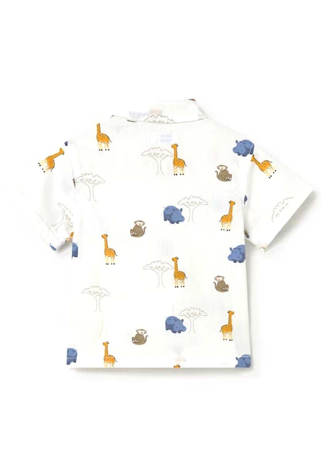Mayoral Baby Boy Animal Print Short Sleeve Shirt, White