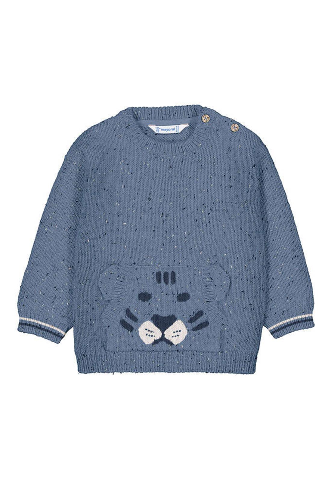 Mayoral Baby Boy Long Sleeve Tiger Knit Jumper, Blue