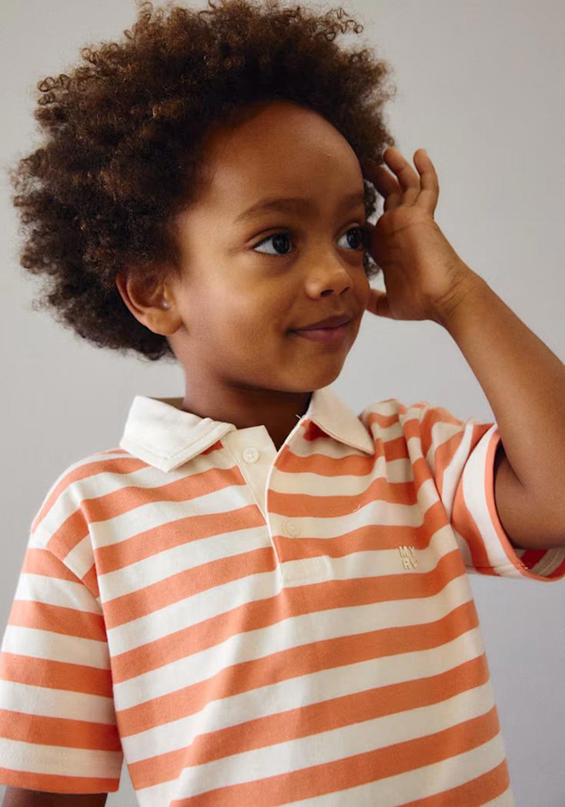 Mayoral Mini Boy Stripe Short Sleeve Polo, Orange