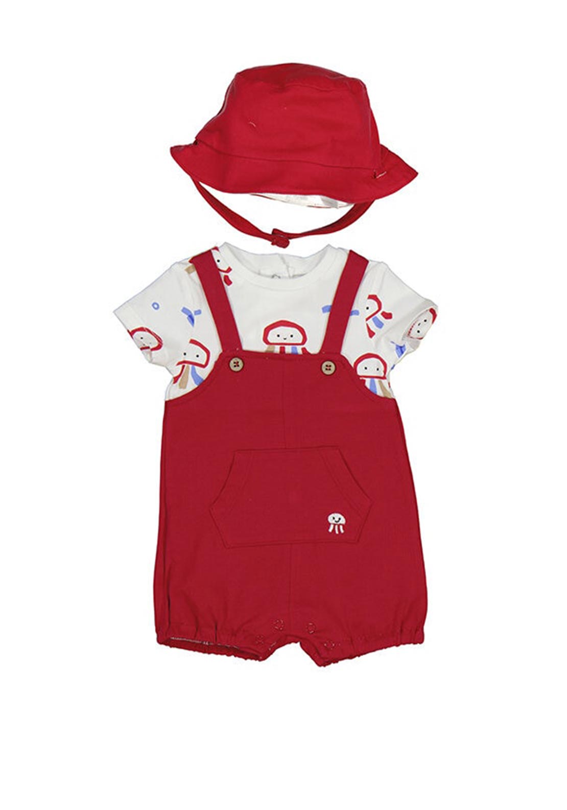 Mayoral Baby Boy Dungaree and Hat Set, Red - McElhinneys