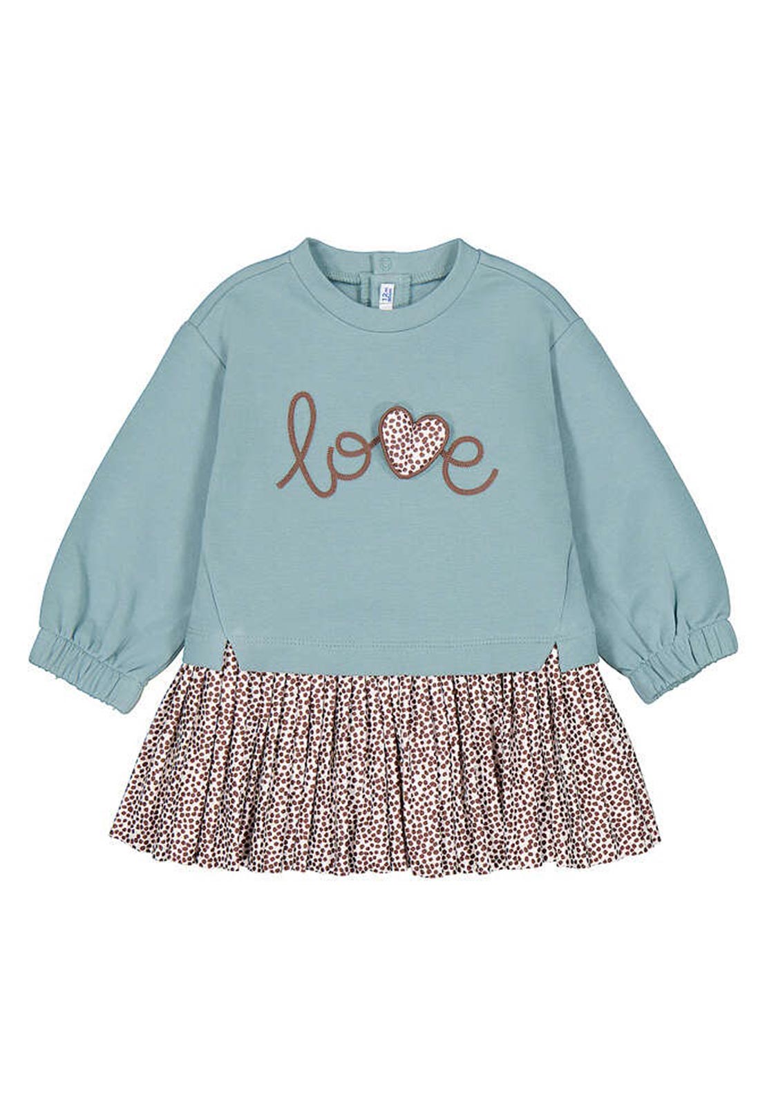 Mayoral Baby Girl Love Long Sleeve Sweater Dress, Green
