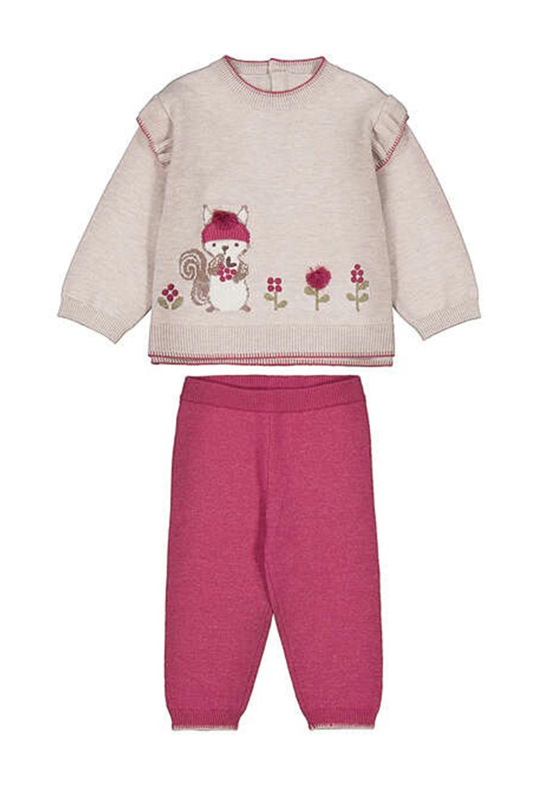 Mayoral Baby Girl Squirrel Knit Sweater and Jogger Set, Beige