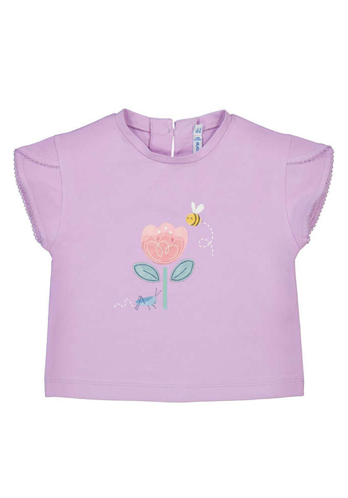 Mayoral Baby Girl Tulip Bee Short Sleeve Tee, Purple