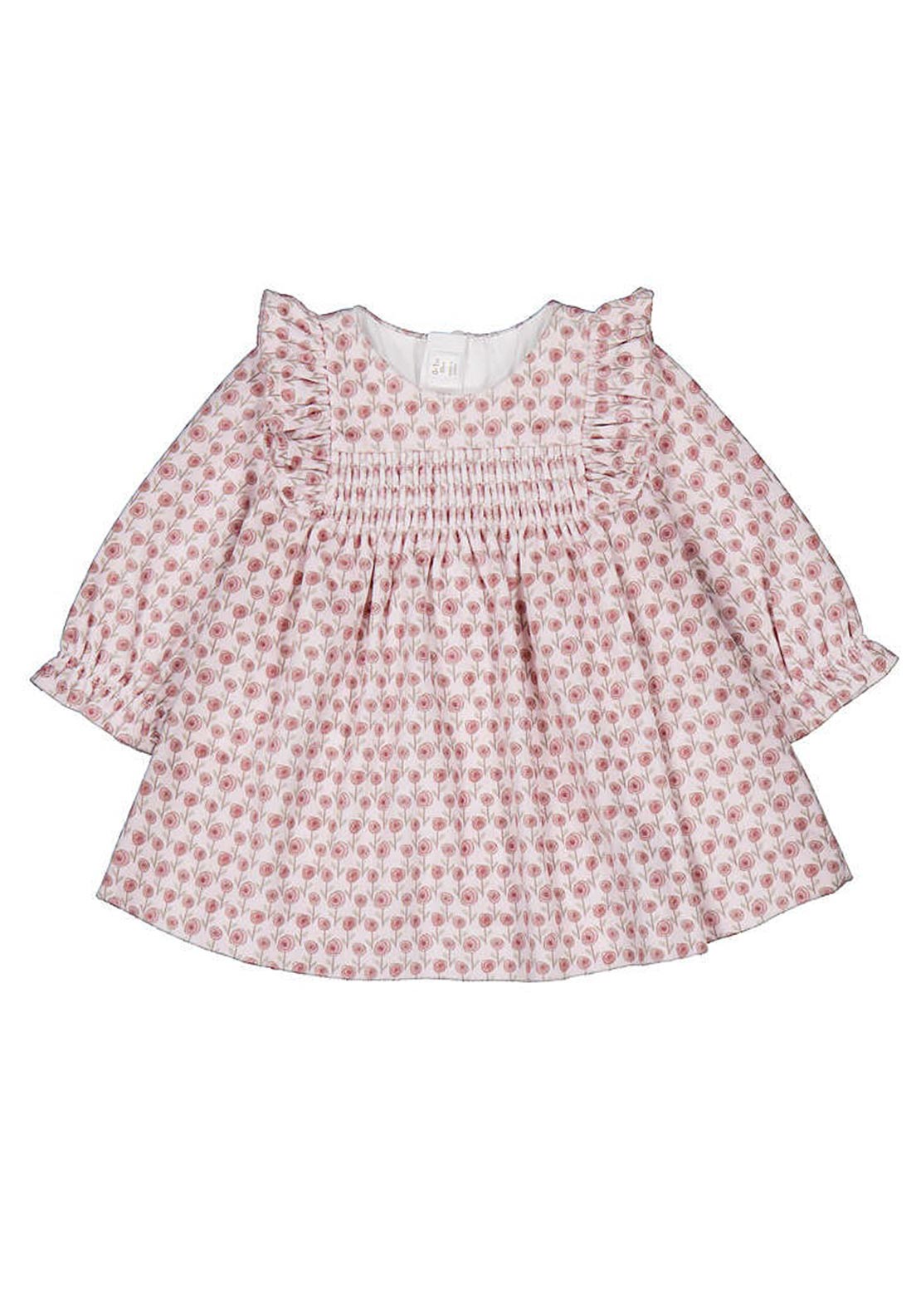 Mayoral Baby Girl Print Long Sleeve Velvet Dress, Pink