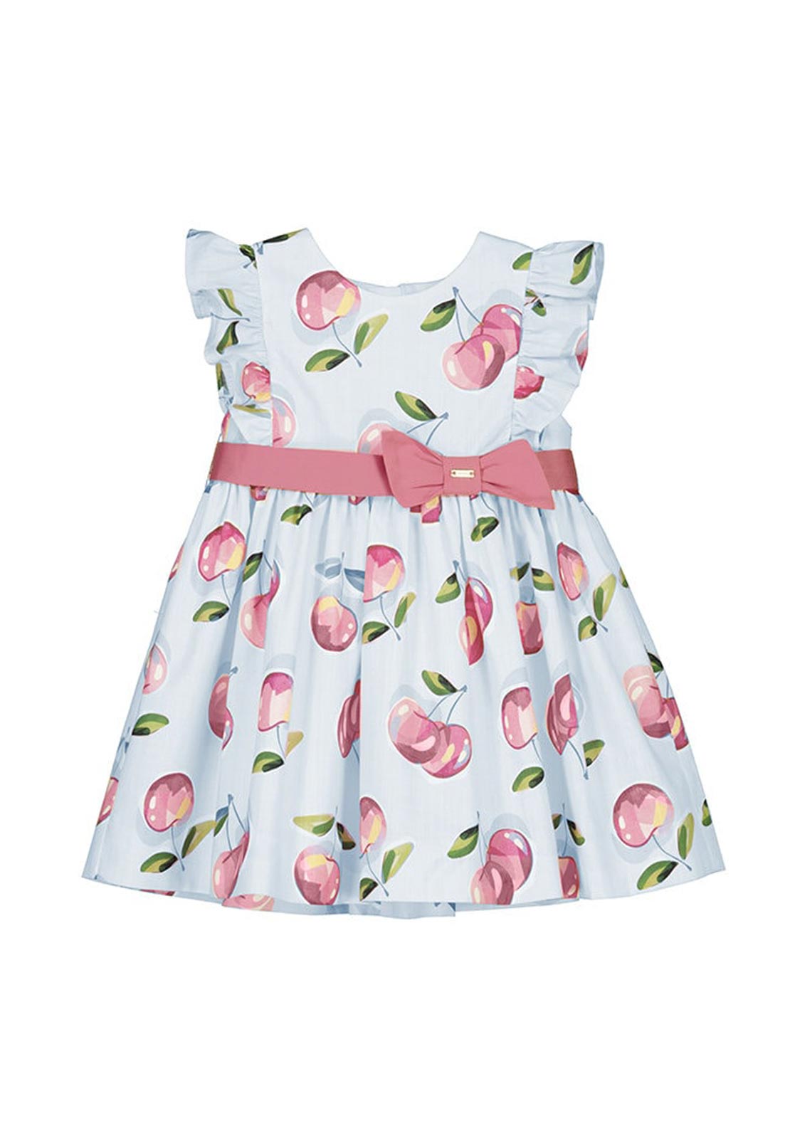 Mayoral Baby Girl Cherry Print Frill Sleeve Dress, Blue McElhinneys