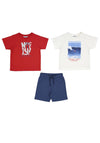 Mayoral Boy 2 Short Sleeve Tee and Short Set, Red Multi