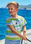 Mayoral Boy Wave Short Sleeve Stripe Tee, Green