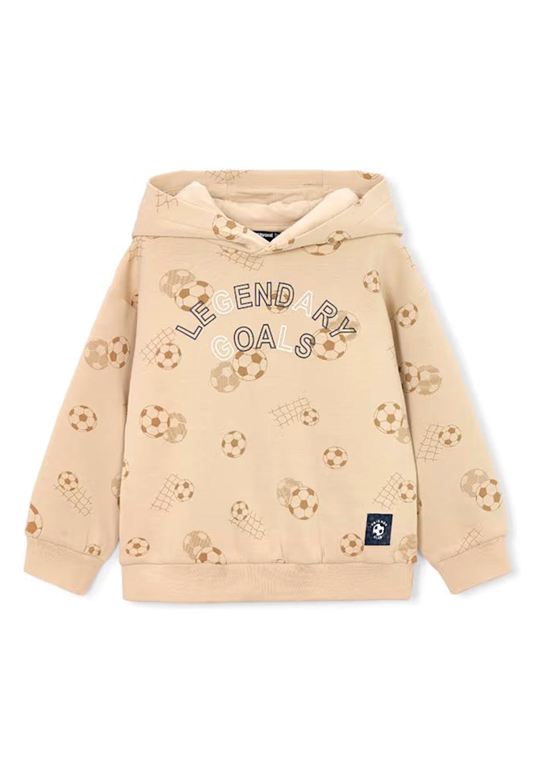 Mayoral Mini Boy Football Long Sleeve Hoodie, Beige