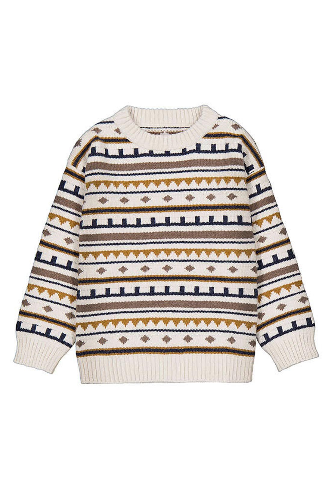 Mayoral Mini Boy Jacquard Print Knit Long Sleeve Jumper, Beige