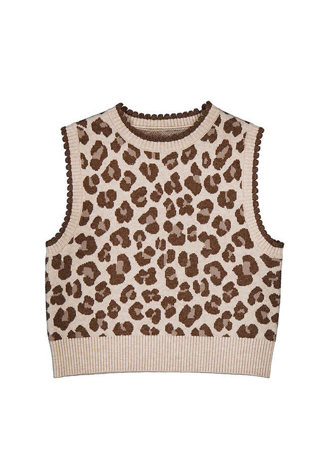 Mayoral Mini Girl Animal Print Sleeveless Knit Vest, Brown